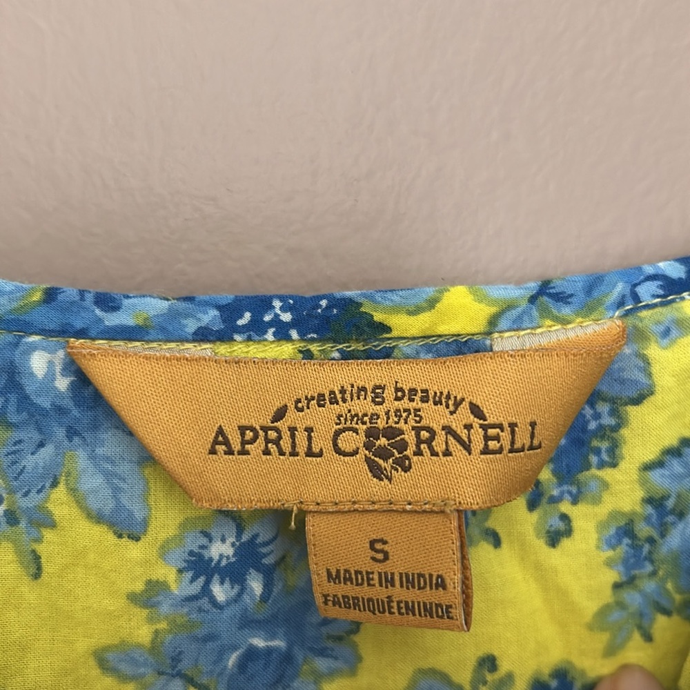April Cornell Floral Blue Sleeveless Boho Adjustable Straps Maxi Dress Size S - Picture 10 of 10